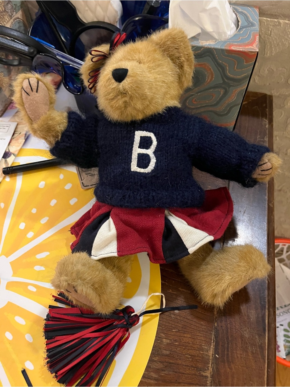 Boyd’s Bears Plush Cheer Bear in Navy Sweater & Red Skirt - Kids Toy